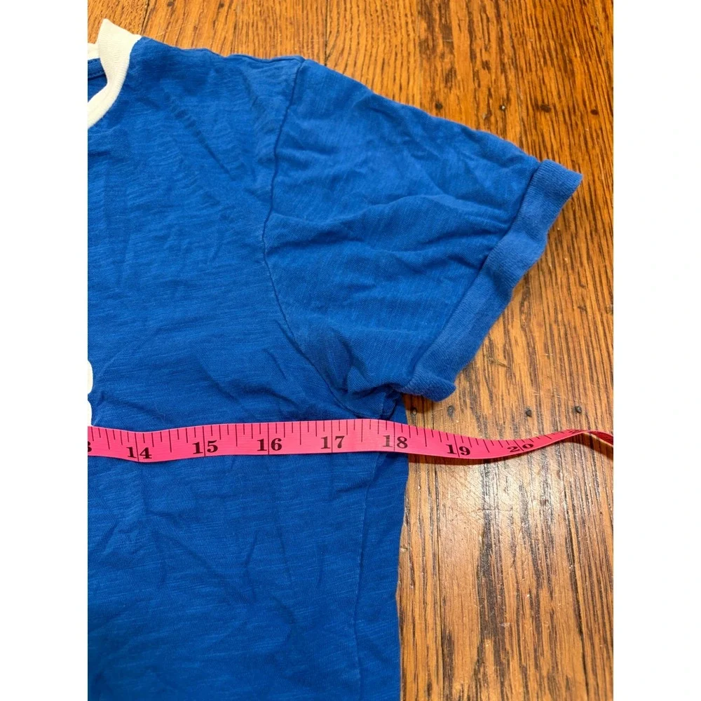 J.Crew Womens Blue Its Better By The Beach Graphic Ringer T-Shirt Small